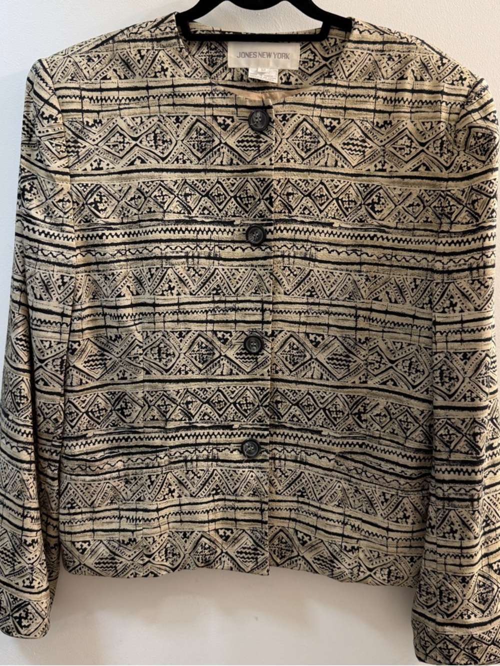 Vintage Jones New York 100% Silk Aztec Tribal Jacket 12
